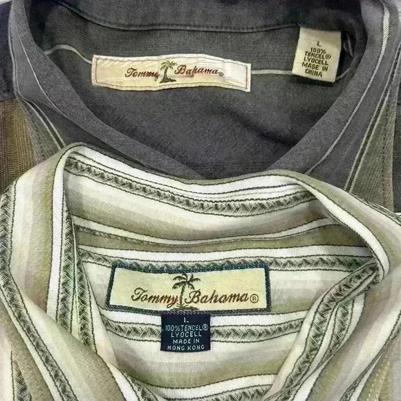 Lot Of 2 Tommy Bahama Mens Long Sleeve Tencel Shirt Striped Button Preppy READ - Picture 4 of 16